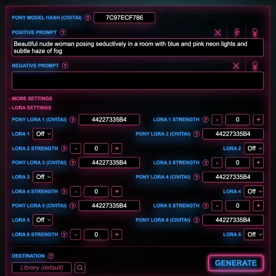 Porno AI has dozens of models and countless LoRAs for creating endless possibilities